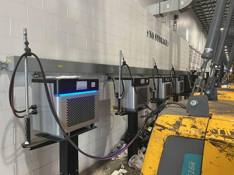 Commercial equipment charger installation.